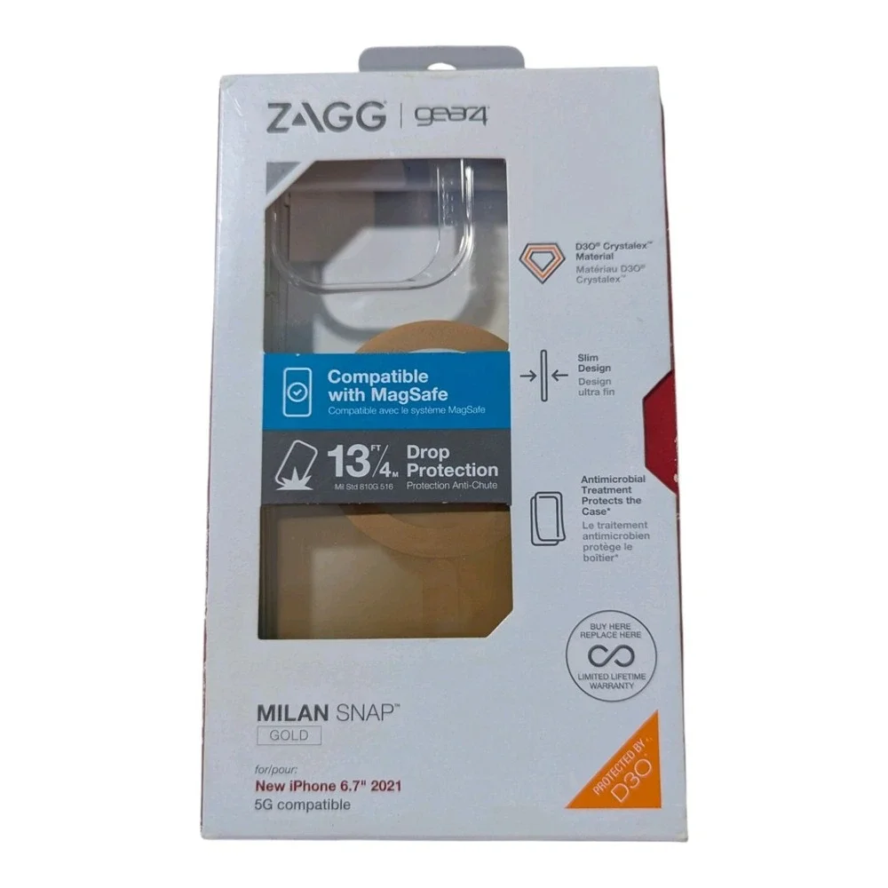 N4. ZAGG Gear4 Milan Snap MagSafe Case Apple iPhone 13 Pro (6.1 2021) - Gold